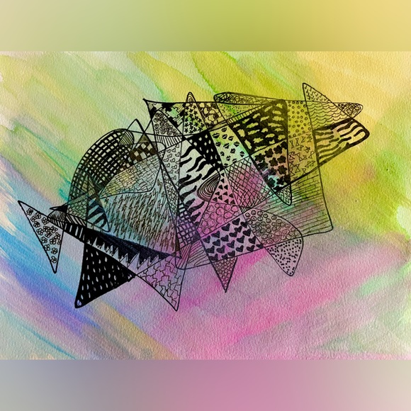 Abstract Fish | Watercolor and Ink - Picture 2 of 3